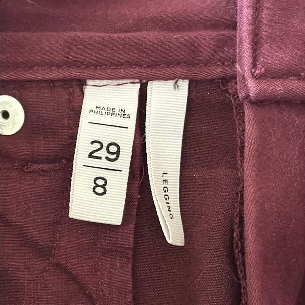 Loft Women's Super Skinny Fit Maroon Burgandy Jeans Size 8. - Picture 4 of 4